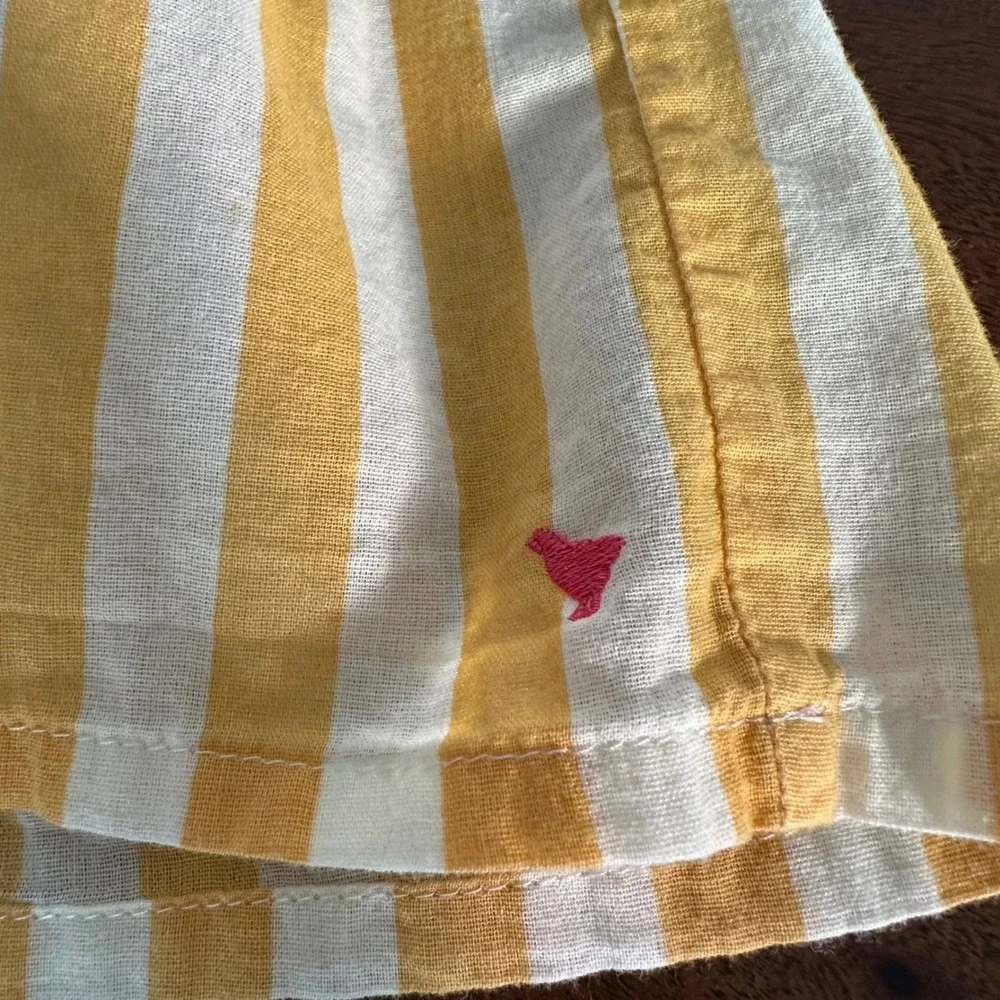 Pink Chicken Tiered Sundress Girls 4Y Yellow White Striped Ruffle Tie Strap - Picture 6 of 12